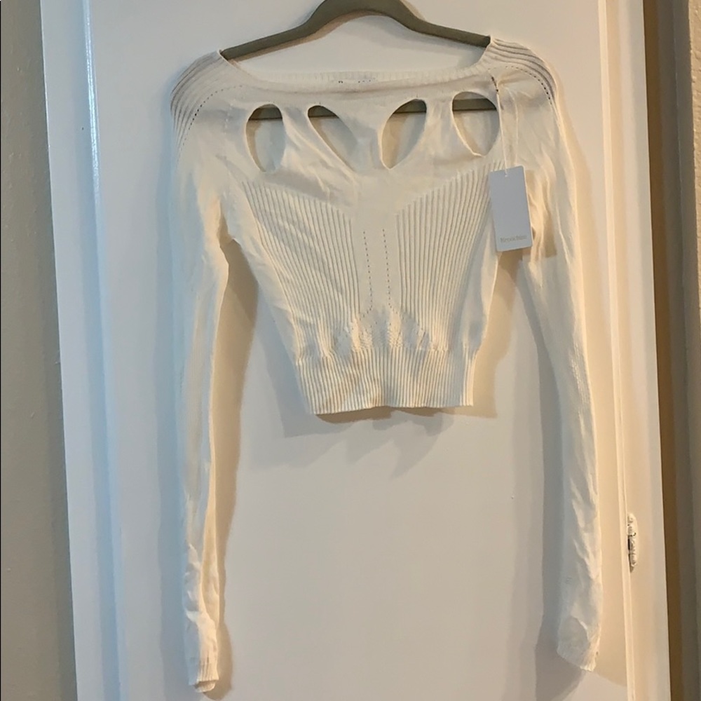 Broochini Cropped White Sweater